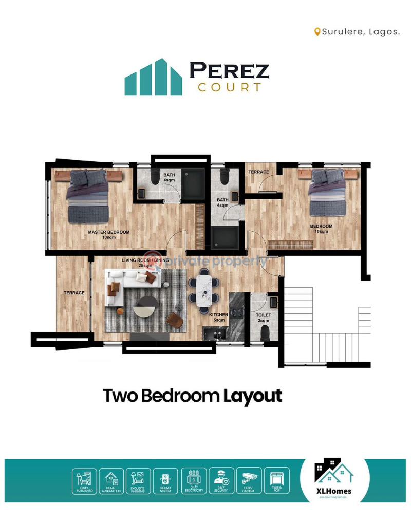 2 bedroom Block Of Flats For Sale Perez Court Surulere Lagos - 1