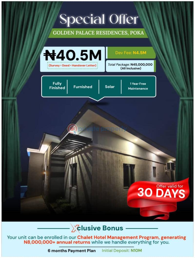 2 bedroom Bungalow For Sale Golden Palace Residences, Poka Epe Lagos - 1