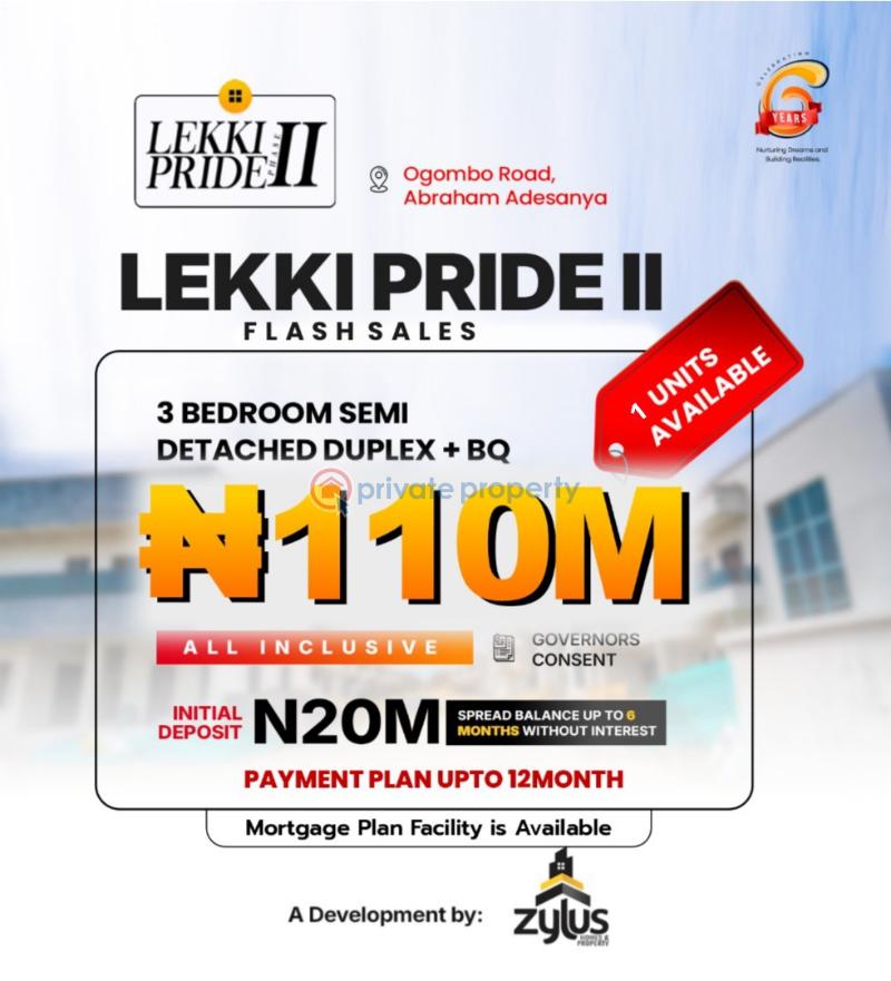 3 bedroom Semi detached Duplex For Sale Lekki Pride 2,ogombo Road, Abraham Adesanya Ajah Lagos