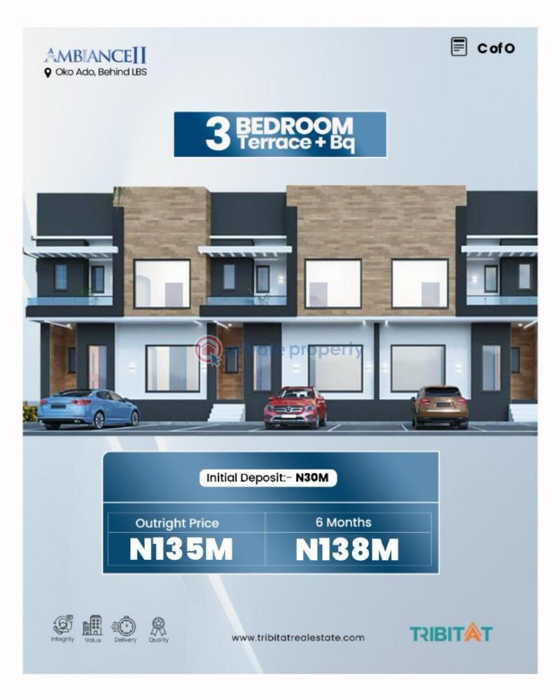 3 bedroom Terraced Duplex For Sale The Ambiance 2 Is Strategically Located Inside Moremi Scheme, Oko Ado Ajah, Behind Lagos Business School. Sangotedo Ajah Lagos - 0