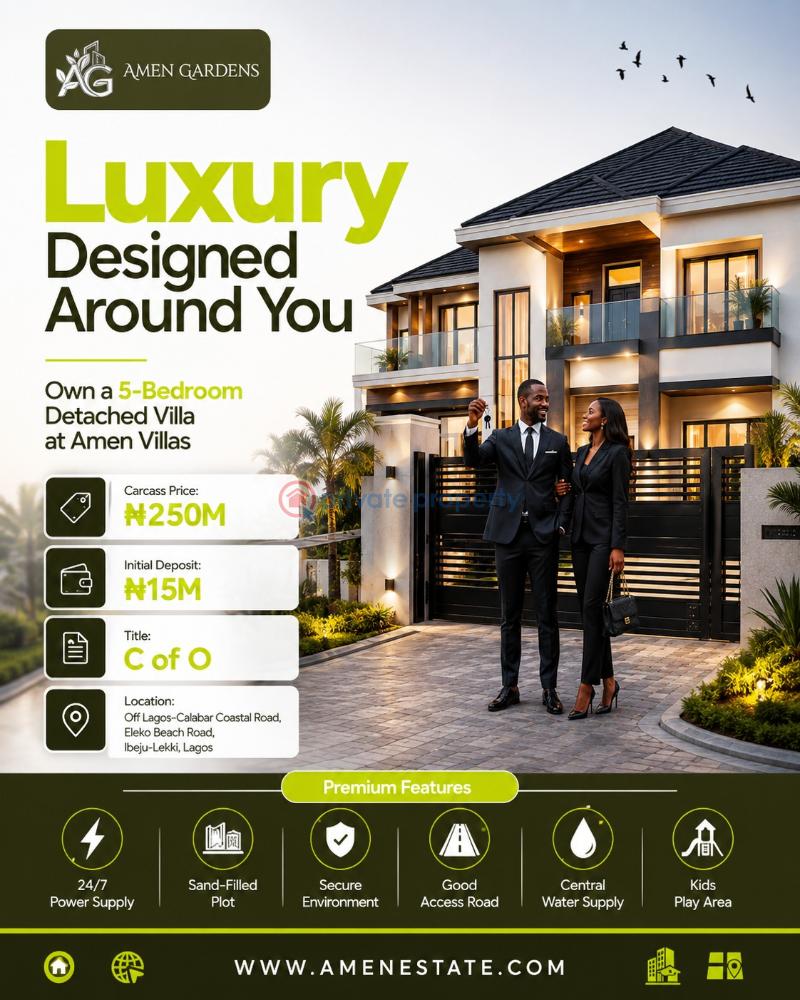 5 bedroom Detached Duplex For Sale Amen Estate Phase 2, Off Lagos Calabar Coastal Road Eleko Ibeju-Lekki Lagos - 1