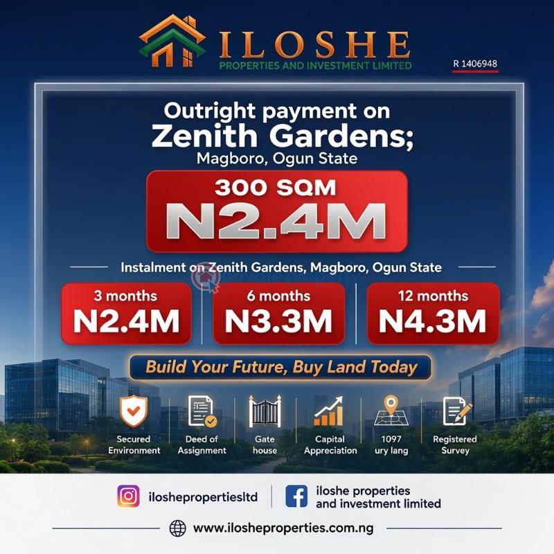 Mixed use Land For Sale Zenith Gardens,abule Oba, Behind Montana Of Fire Miracle Ministry Magboro Lagos Extension Ogun - 1