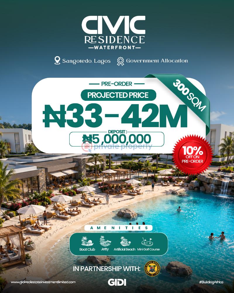 Mixed use Land For Sale Civic Residence Waterfront, Sangotedo Ajah Lagos - 1