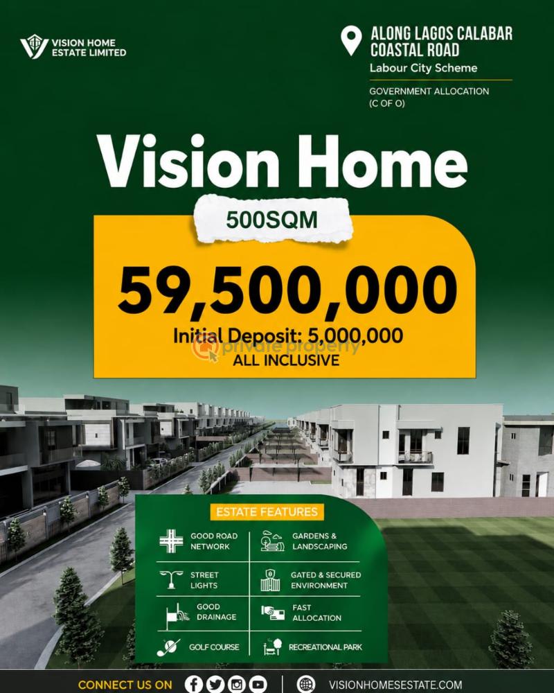 Residential Land For Sale Vision Home, Along Lagos Calabar Coastal Road Orimedu Ibeju-Lekki Lagos - 0