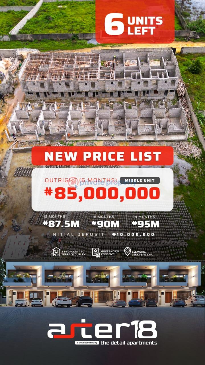 3 bedroom Terraced Duplex For Sale Behind Area J Police Command, Elemoro Ibeju-Lekki Lagos