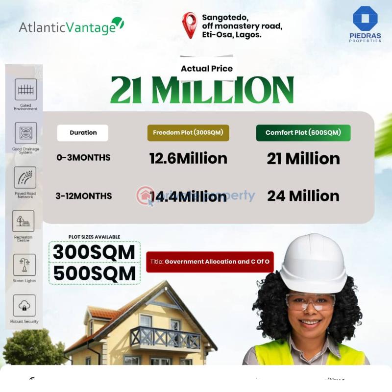Residential Land For Sale Atlantic Vantage Estate Along Lekki Calabar Coastal Road Sangotedo Ajah Lagos Sangotedo Ajah Lagos - 1