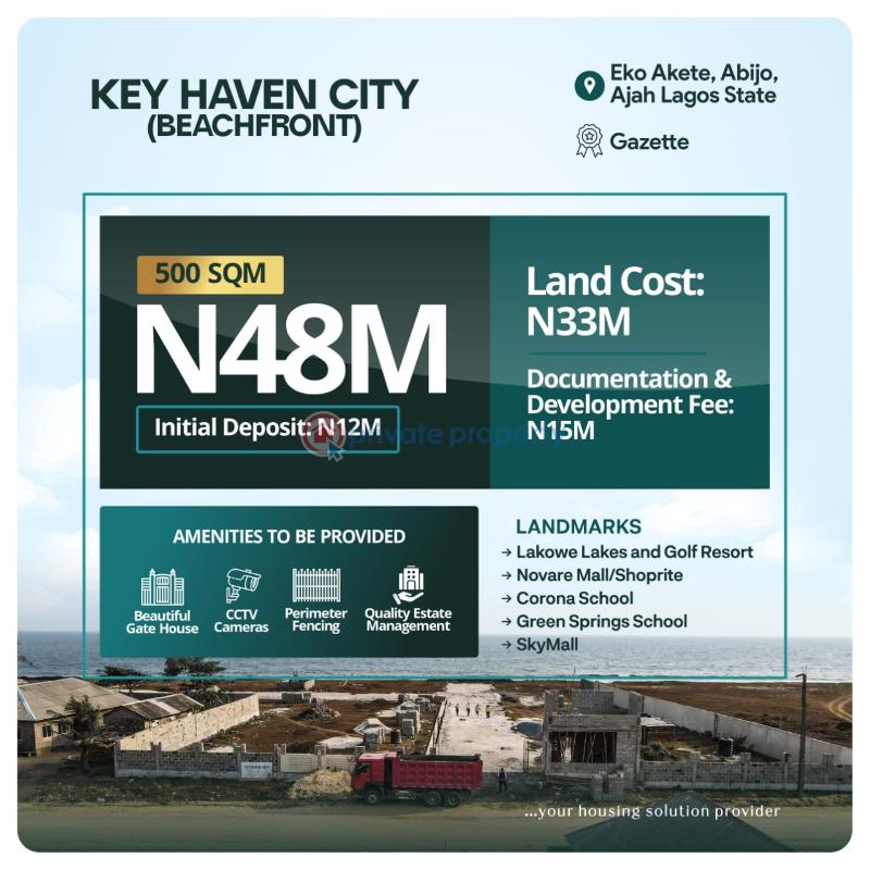 Residential Land For Sale Key Haven Beachfront Estate Eko Akete By Lekki Coastal Road Abijo Abijo Ajah Lagos - 1