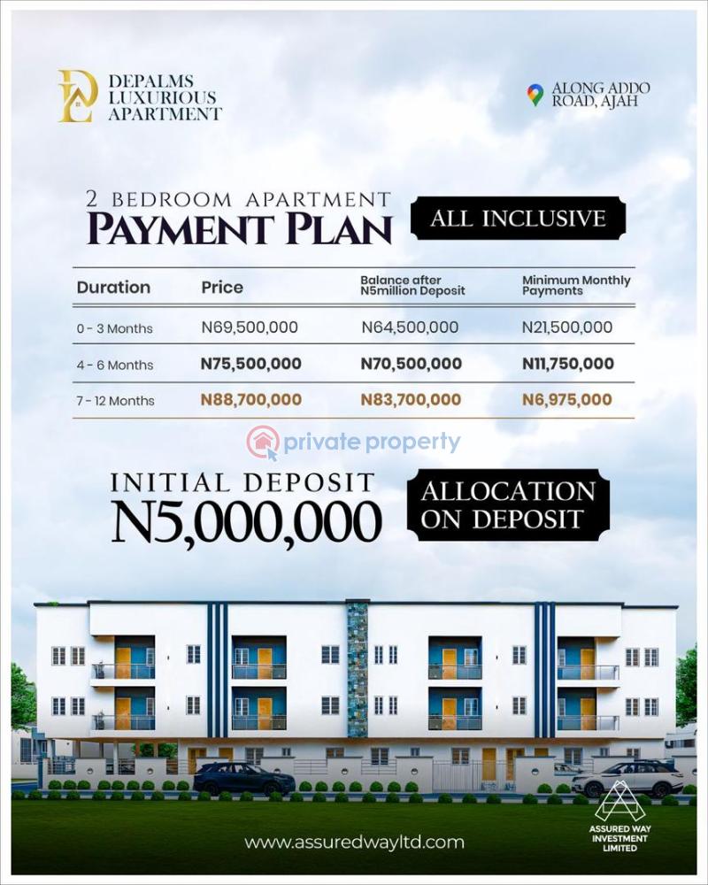 2 bedroom Block Of Flats For Sale De Palm Luxurious Apartment Infinity Estate Along Addo Road, Ajah Ajah Lagos - 1