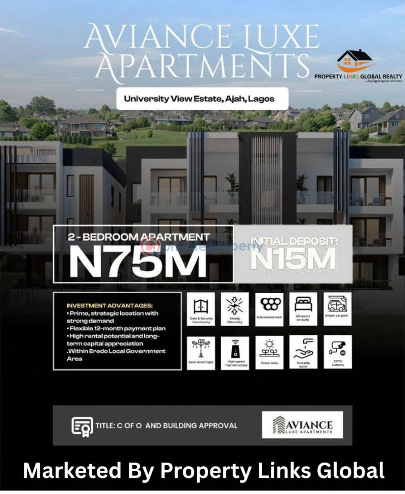 2 bedroom Mini Flat For Sale Aviance Luxe Apartments Opposite Lagos Business School, University View Estate, Abraham Adesanya Ajah Lagos
