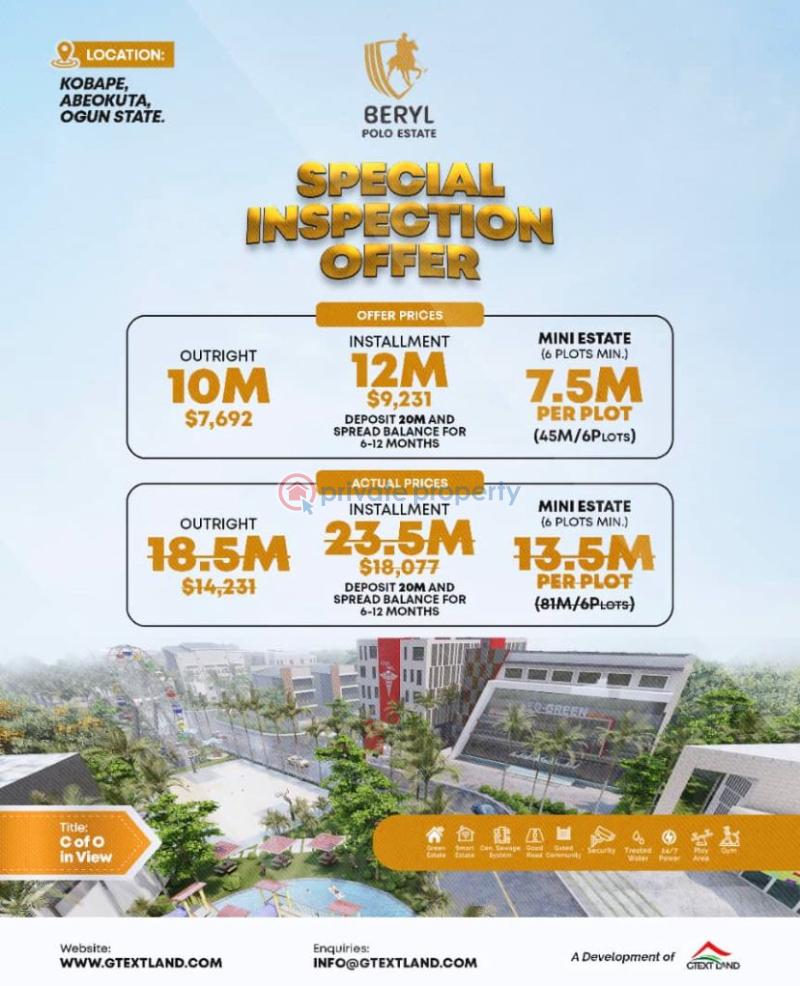 For sale Residential Land Beryl Polo Estate, Located Along Abeokuta