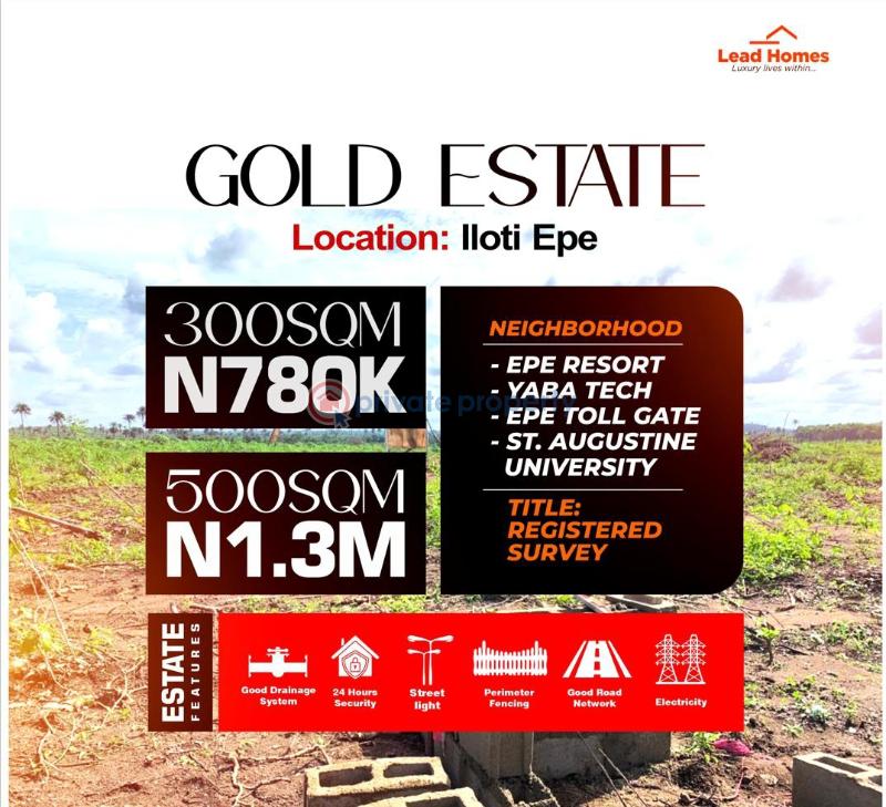 Mixed use Land For Sale Gold Estate With Good Road Network Located At Iloti Epe Ogun Ogun area 