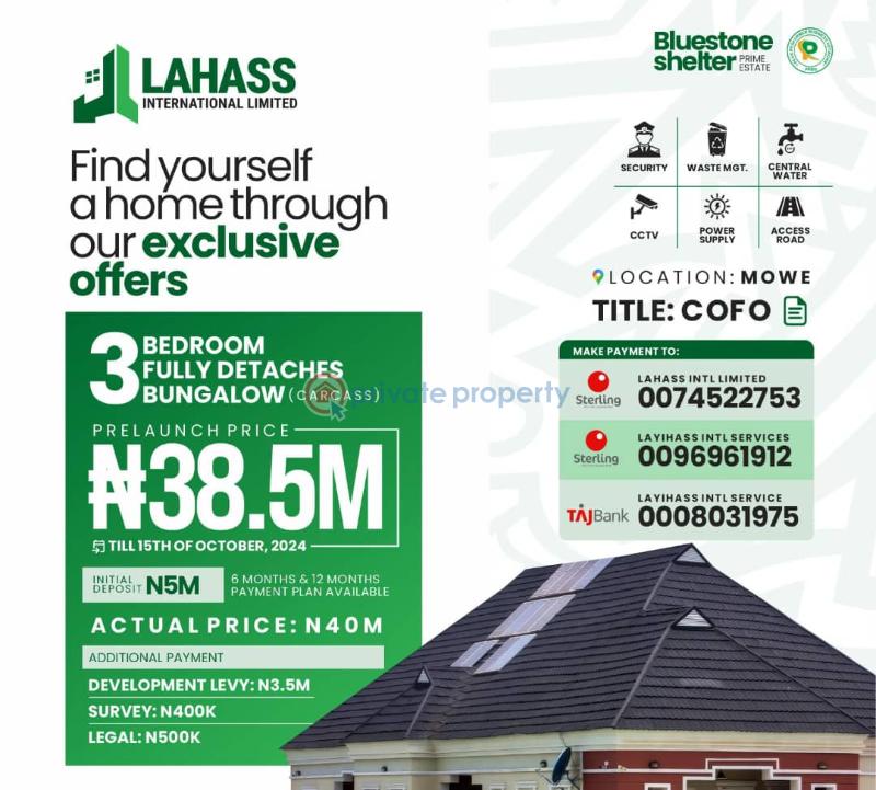 3 bedroom Detached Bungalow For Sale Mowe Ogun area  - 2