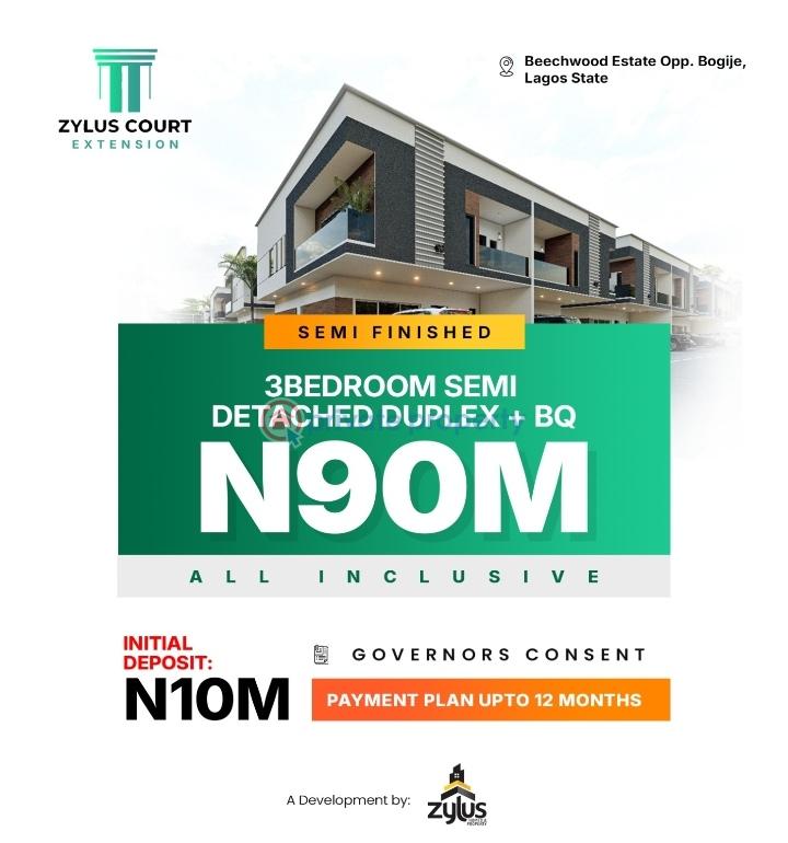 3 bedroom Terraced Duplex For Sale Richland Garden, Bogije Off Lekki Epe Expressway, (omu Resort, •	Eleko Beach, •	Novare Mall•	Coscharis Motors* Corona School) Ibeju-Lekki Lagos - 1