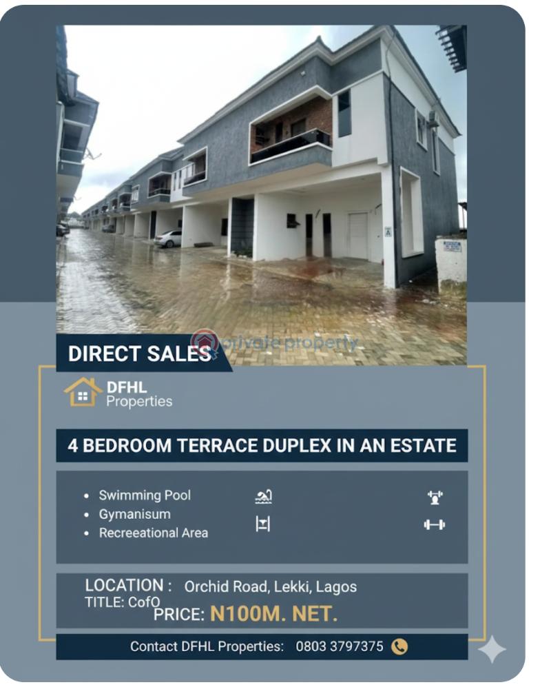 4 bedroom Terrace For Sale Orchid Road/ Lemmon Gardens/ Lekki Lagos Lafiaji Lekki Lagos