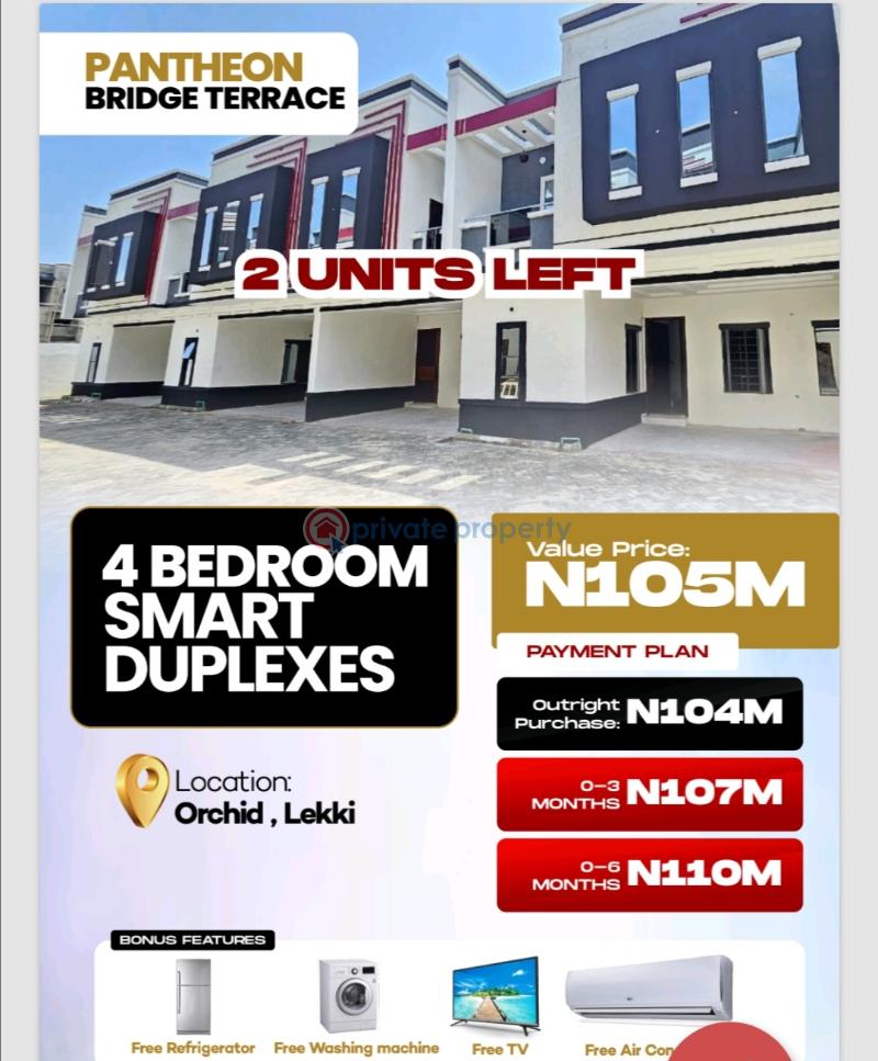 4 bedroom Duplex For Sale Orchid Road Pantheon Bridge Lafiaji Lekki Lagos