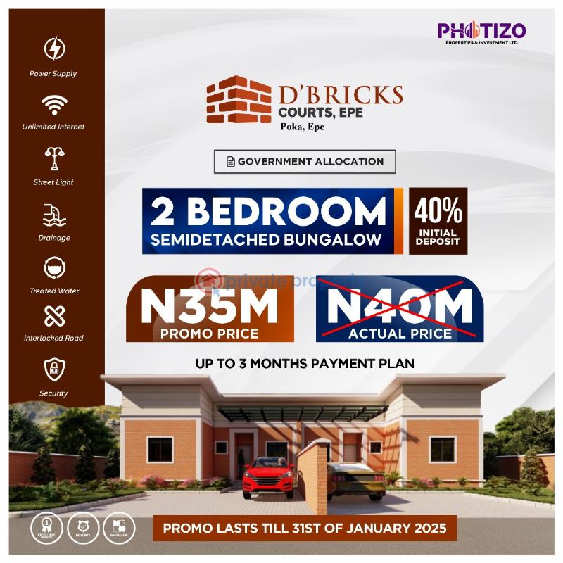 2 bedroom Semi detached Bungalow For Sale Poka Town Epe Lagos