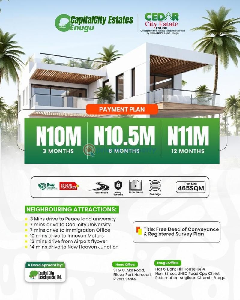 Mixed use Land For Sale Cedar Citt Estate Onuogba Nike/ameke Village, Mbulu Owo, By Emene Nnpc Depot Enugu Area  - 1