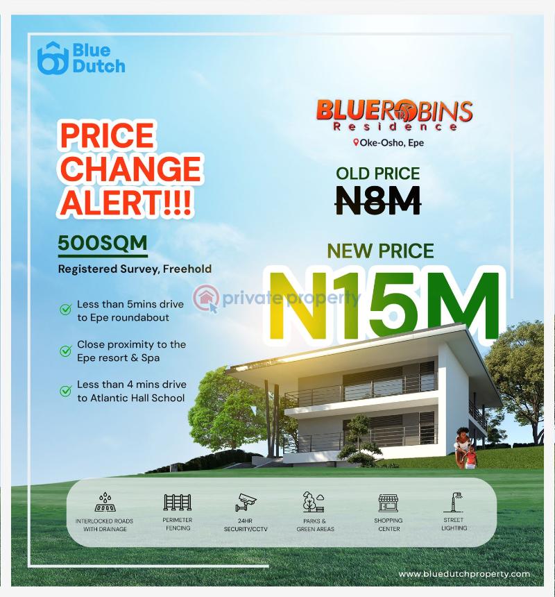Residential Land For Sale Bluerobins Residence , Deposit 8million Then Spread Your Balance Within 3months Interest Free. Epe Lagos