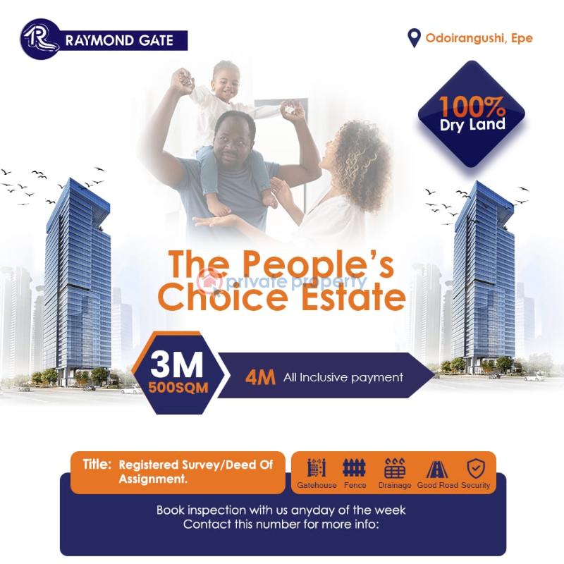 Land For Sale Raymond Gate Odoiragunshi Gated Estate Very Close To Epe