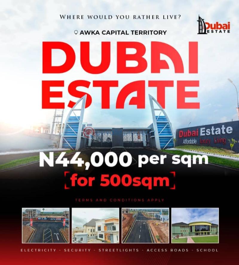 Residential Land For Sale Dubai Estate. #44,000 Per Square Meter Awka North Anambra