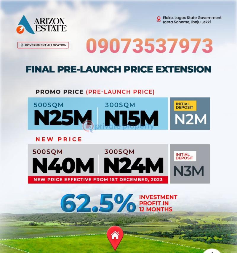 Land For Sale Arizon Estate , Eleko. Eleko Ibeju-Lekki Lagos - 1