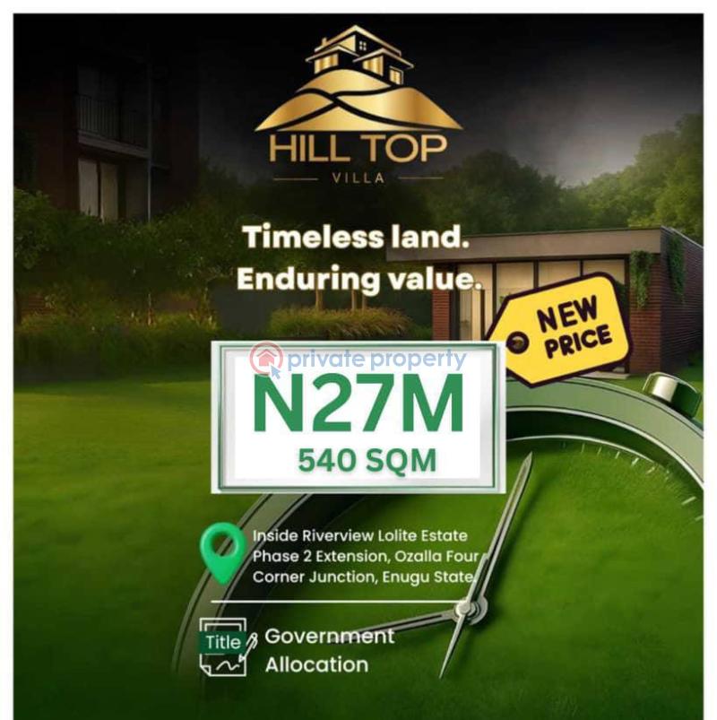 Residential Land For Sale Hiltop Estate, Ozalla, 4corner Junction By Riverview Lolite Estate, Enugu State Nigeria Enugu Area  - 0