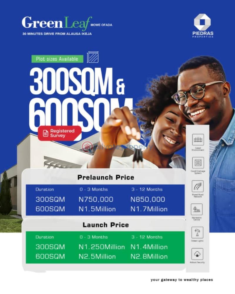 For sale Residential Land Green Leaf Estate Very Close To Rccg Camp