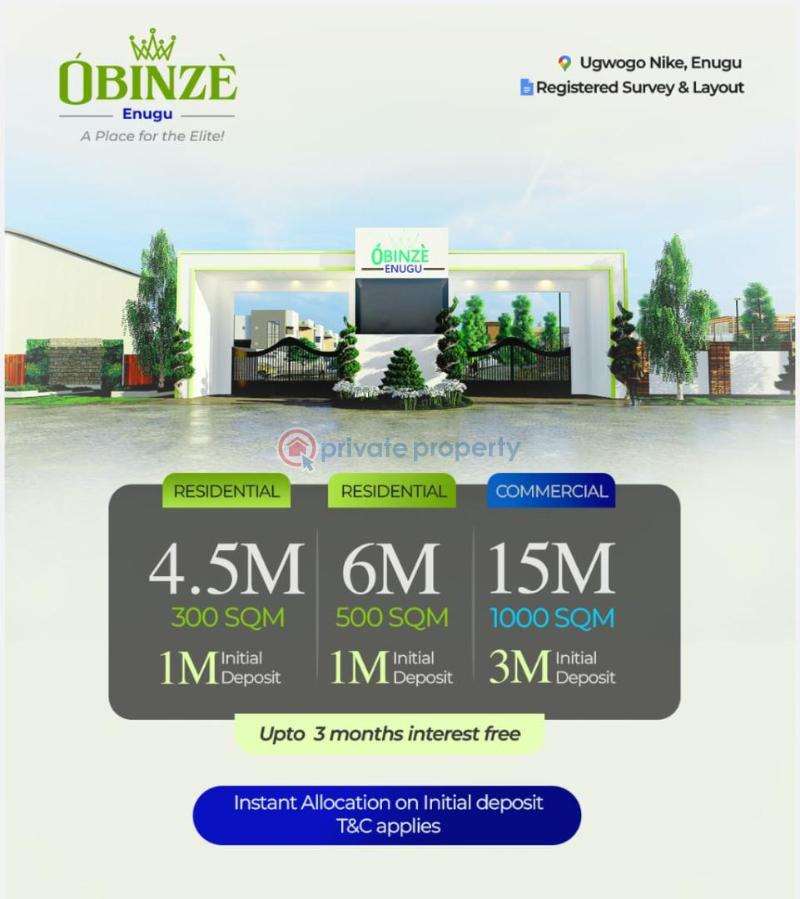 Mixed use Land For Sale Obinze Enugu In Ugwogo, Nike Very Close To Nike Lake Resort Amankpaka Market Ugwogo Nike Roundabout Maduka University Enugu Suburb Enugu Area  - 0
