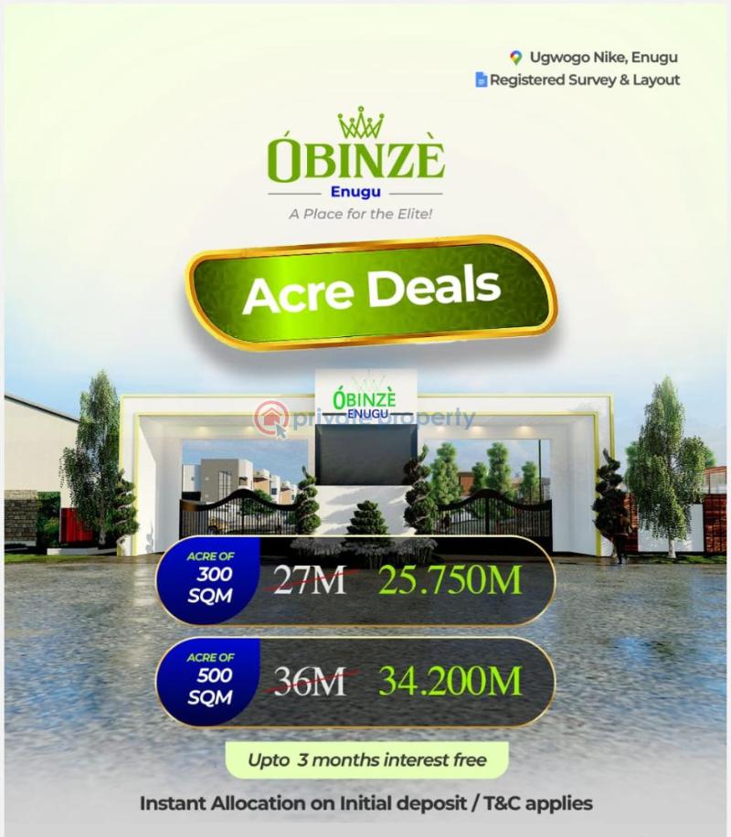 Mixed use Land For Sale Obinze Enugu In Ugwogo, Nike Very Close To Nike Lake Resort Amankpaka Market Ugwogo Nike Roundabout Maduka University Enugu Suburb Enugu Area  - 1