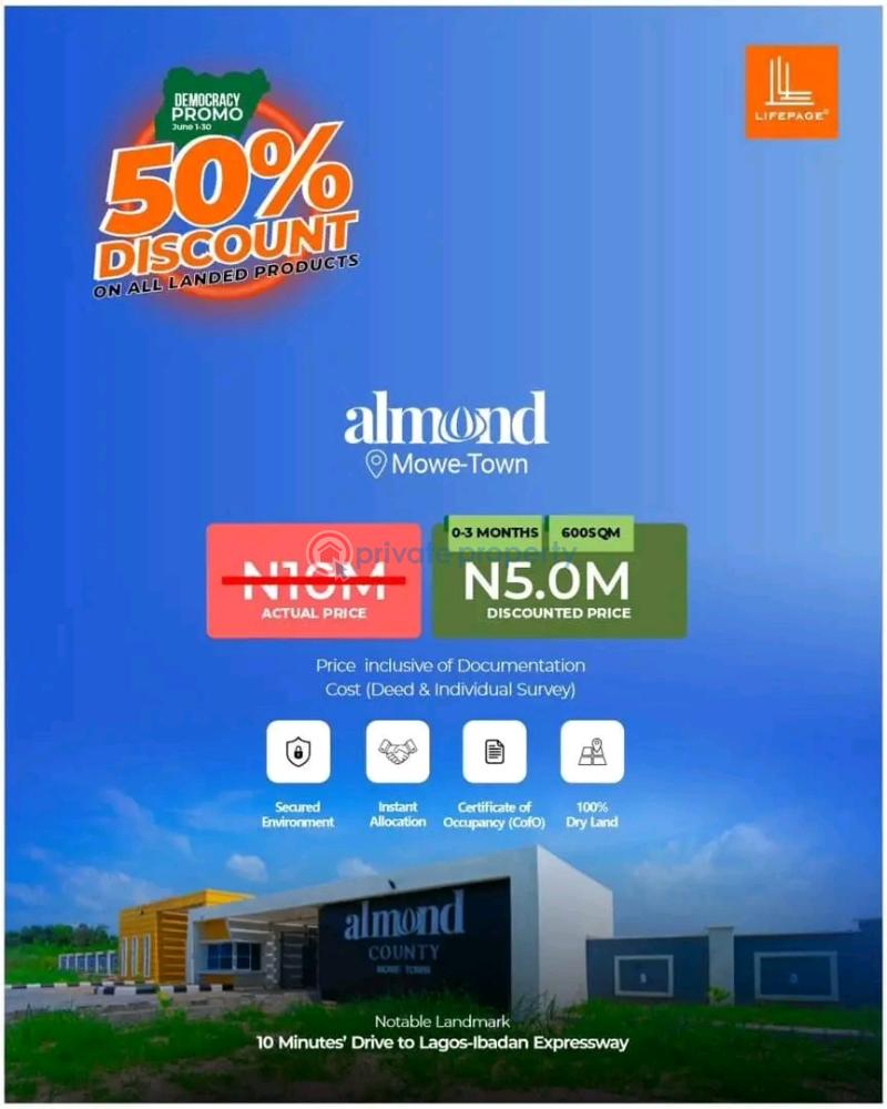 Land For Sale Almond County Estate Mowe Town Close To Redemption Camp