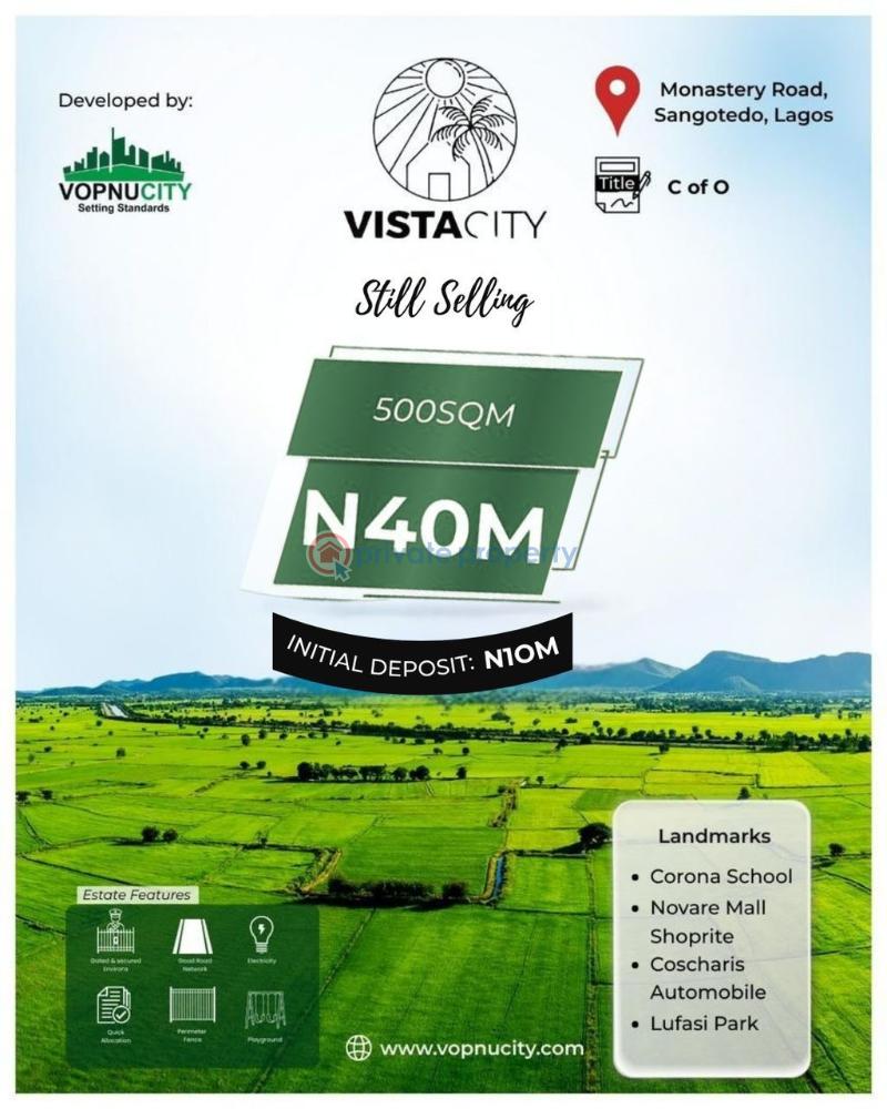 Residential Land For Sale Vista City Estate 100% Dry Land Monastery Road Sangotedo Lagos