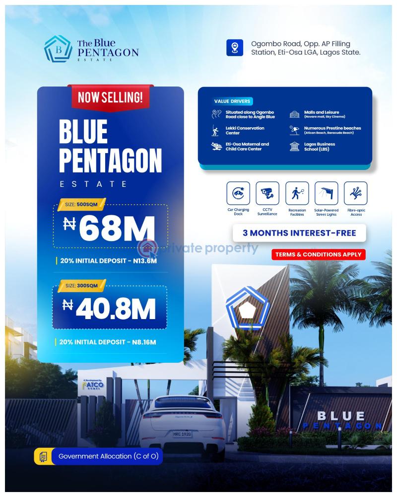 Residential Land For Sale Blue Pentagon Estate Abraham Adesanya Ajah Lagos