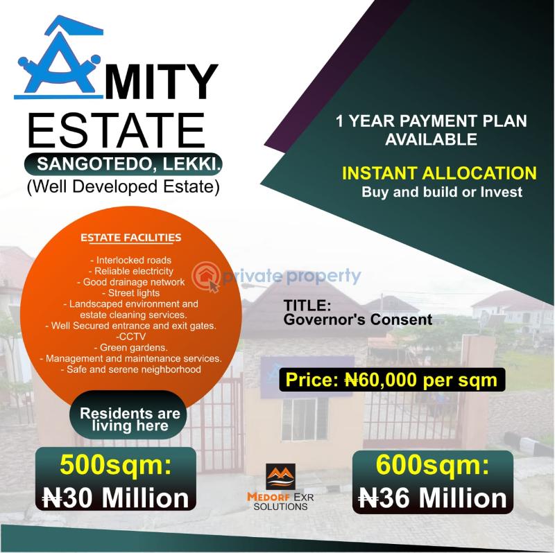 Land For Sale Amity Estate, 3 Minutes Drive From Shoprite Sangotedo