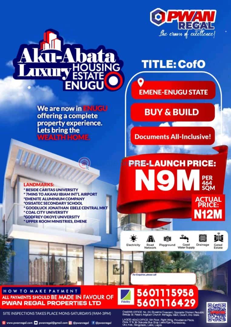 Residential Land For Sale Aku Abata Luxsury Housing Estate Emene Enugu State Enugu Area 