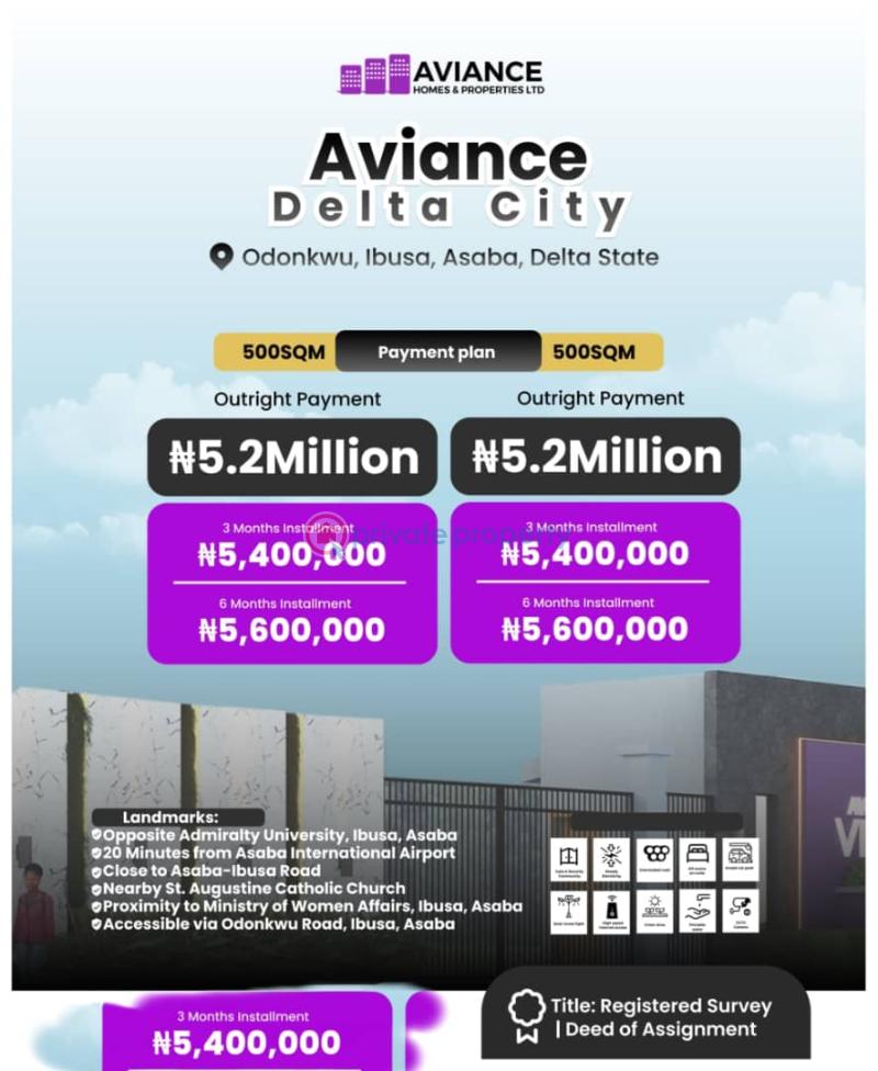Mixed use Land For Sale Aviance Ministry Of Women Affairs Asaba Delta