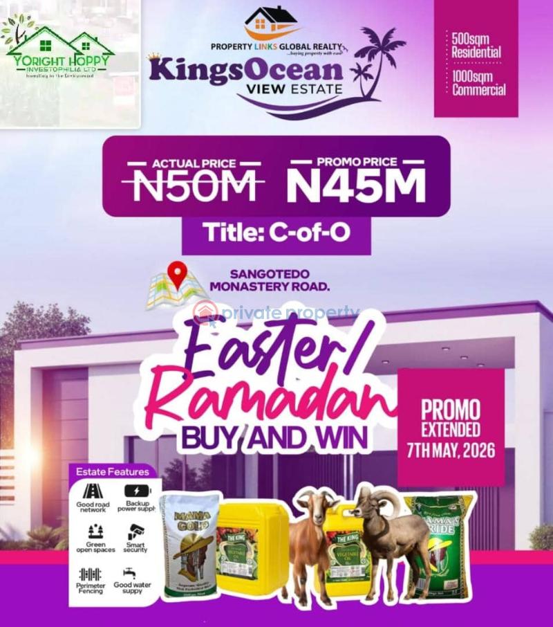 Mixed use Land For Sale Kingsocean View Estate In Sangotedo Off Monastery Road Directly Facing Lagos/calabar Coastal Road Very Close To Novare Mall (shoprite, Sangotedo) • Monastery Road • Crown Estate • Lagos Business School • Shoprite Circle Mall, Jakande • Lekki Epe Expresswa Monastery Road Sangotedo Lagos - 5