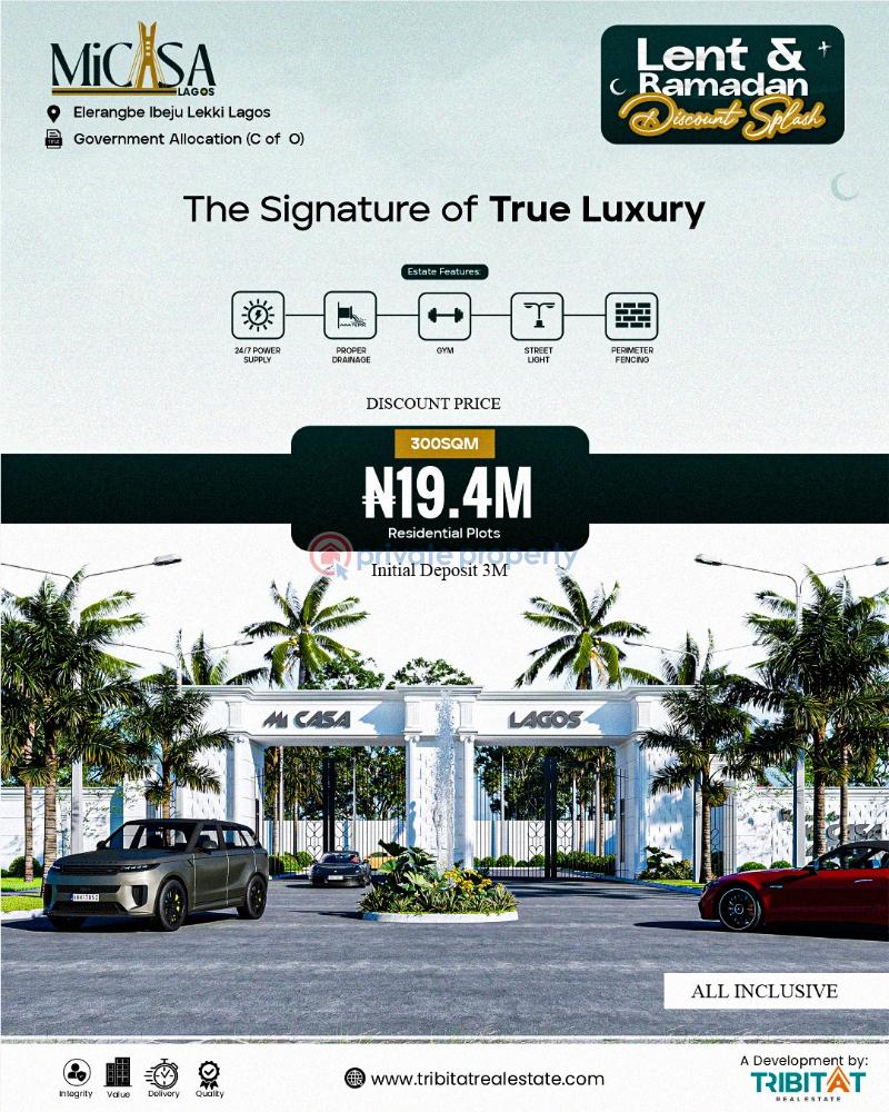 Residential Land For Sale Micasa Lagos Estate Elerangbe Ibeju Lekki Lagos Eleran Igbe Ibeju-Lekki Lagos