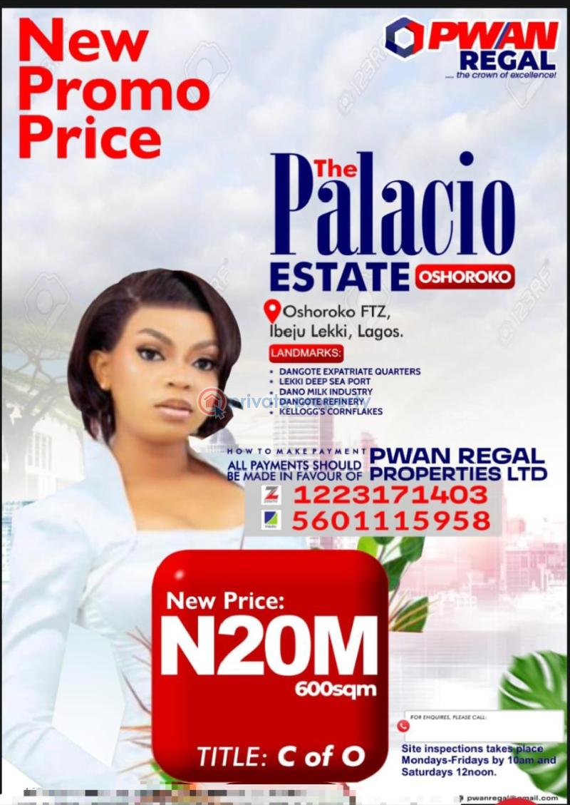 C of o land in an estate in oshoroko Land For Sale Free Trade Zone Ibeju-Lekki Lagos
