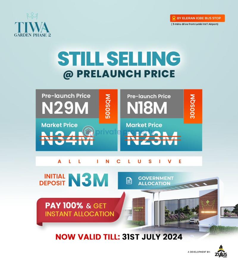 Residential Land For Sale Tiwa Gardens Estate, Itunu Residential Estate, Alaro City, New International Airport. Eleran Igbe Ibeju-Lekki Lagos - 0