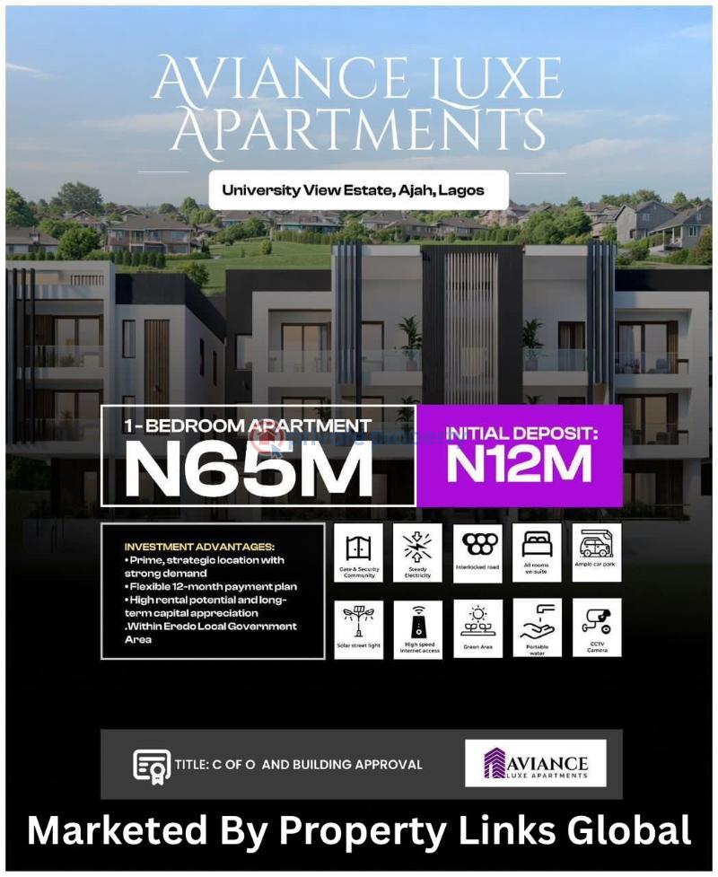 1 bedroom Mini Flat For Sale Aviance Luxe Apartments Opposite Lbs, Ajah Lagos