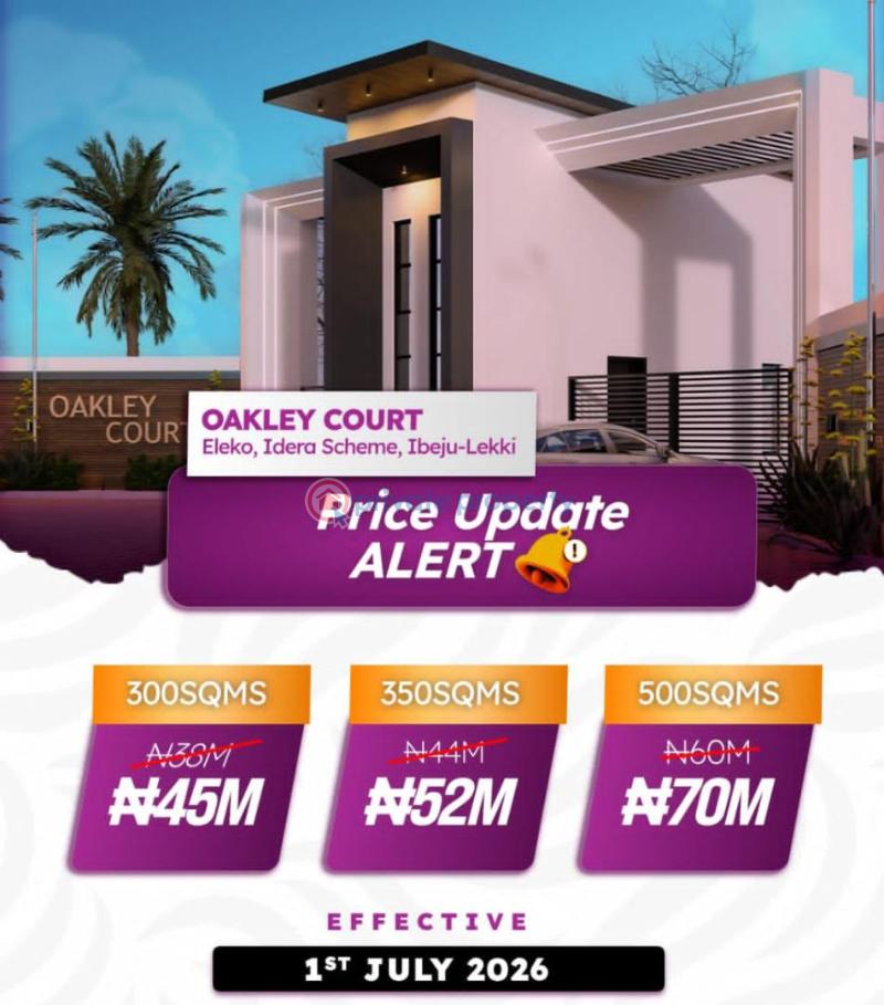 Residential Land For Sale Oakley Court, Perfectly Positioned At The Eleko Roundabout Within The Prestigious Idera Scheme With Close Proximity To Pan Atlantic University, Alaro City, And Amen Estate. Proximity To Major Economic Hubs: Positioned Directly Within The High Growth Wave Eleko Ibeju-Lekki Lagos