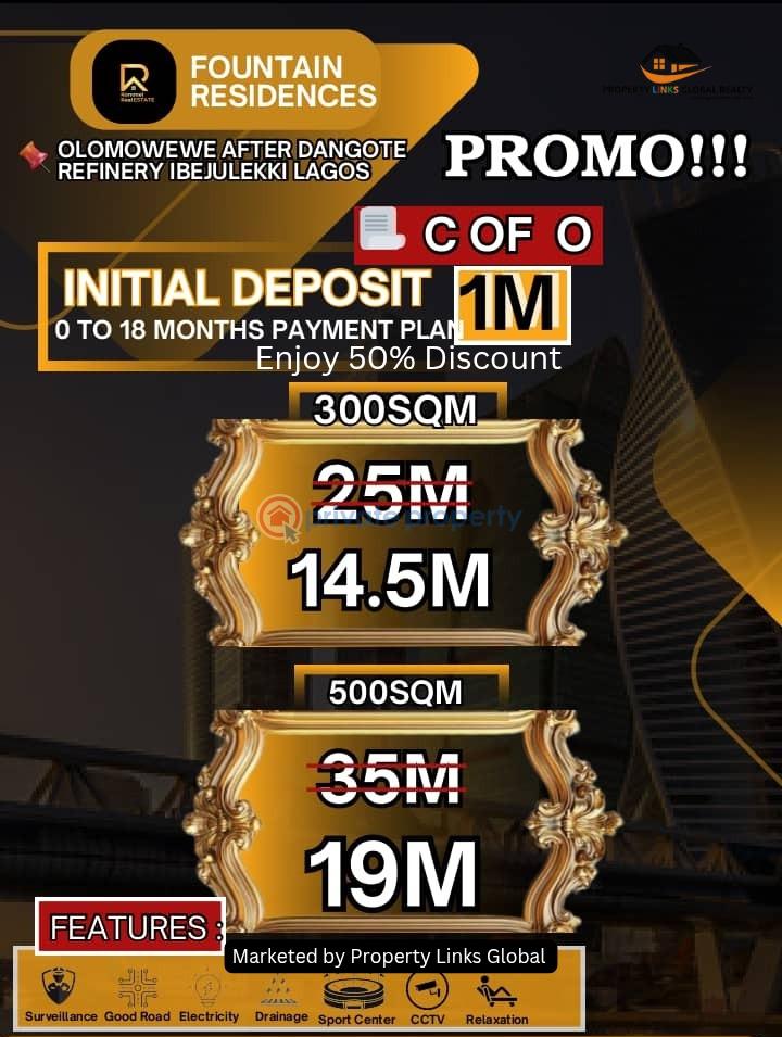 Residential Land For Sale Fountain Resistances With 500% Roi Olomowewe, Oshoroko Community Ibeju-Lekki Lagos - 0