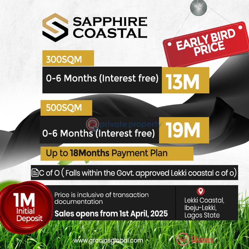 Mixed use Land For Sale Sapphire Coastal Estate, Along The Lagos Calaba Coastal Road, Eleko Ibeju-Lekki Lagos - 0
