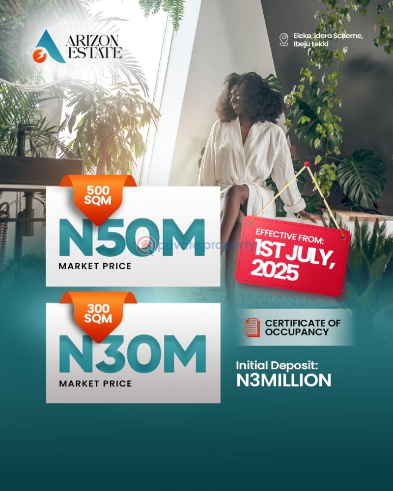 Residential Land For Sale Arizon Estate, Deposit 3million To Buy Eleko Ibeju-Lekki Lagos - 0