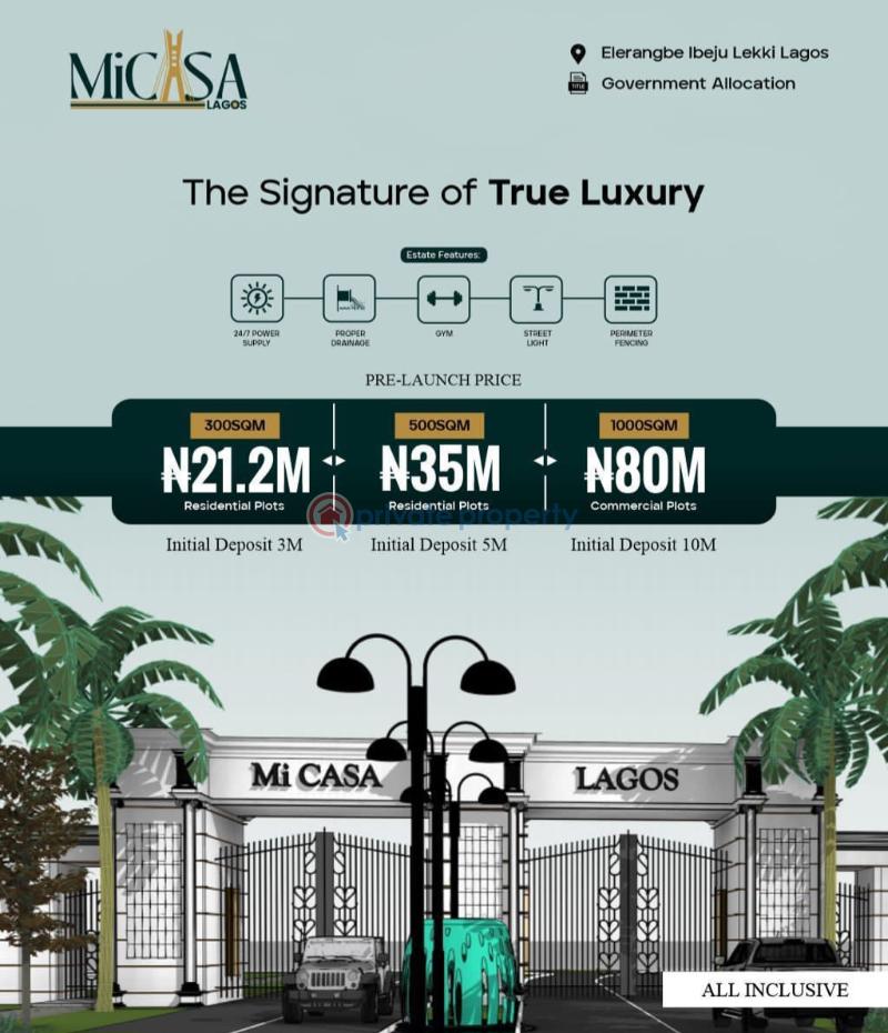 Commercial and residential land for sale in micasa lagos estate - 1 Mixed use Land For Sale Micasa Lagos Eleranigbe Eleran Igbe Ibeju-Lekki Lagos - 1