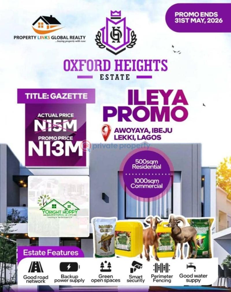 Mixed use Land For Sale Oxford Heights Awoyaya In Ewerekun Awoyaya Ibeju Lekki Lagos Very Close To Novare Mall (shoprite) Sangotedo Corona International Schools Mayfair Garden Very Close To The Coastal Road Coscharis Motors Group Green Spring School Lekki Epe Exp Ibeju-Lekki Lagos - 4