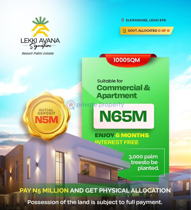 Commercial Land For Sale Lekki Avana Signature Resort Palm Estate Eleranigbe Road Ibeju Lekki Lagos Eleran Igbe Ibeju-Lekki Lagos - 1