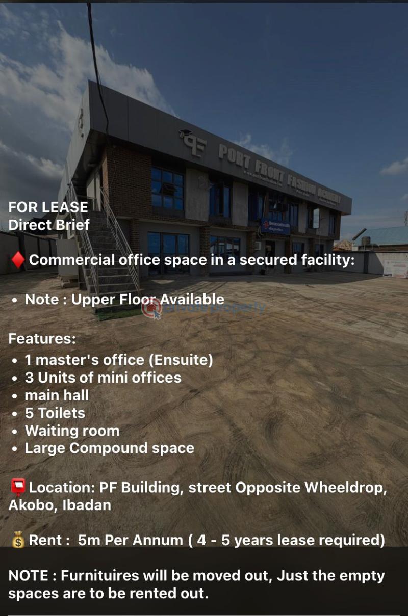 7 bedroom Office For Rent Port Front Building Block 4 Road 3 Tokyo Street Opposite Weeldrop Petrol Station Akobo West Ibadan Akobo Ibadan Oyo