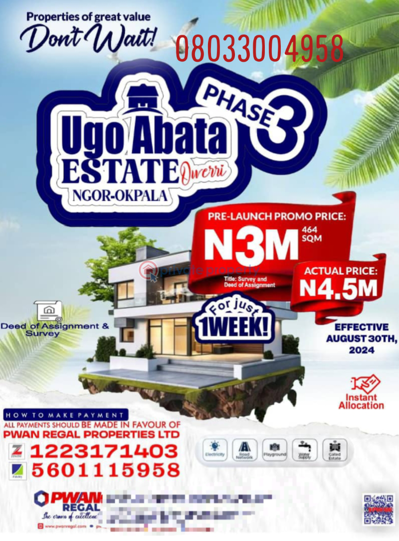 Commercial Land For Sale Obike, Near Zion Ministry Ngor Okpala Ngor-Okpala Imo