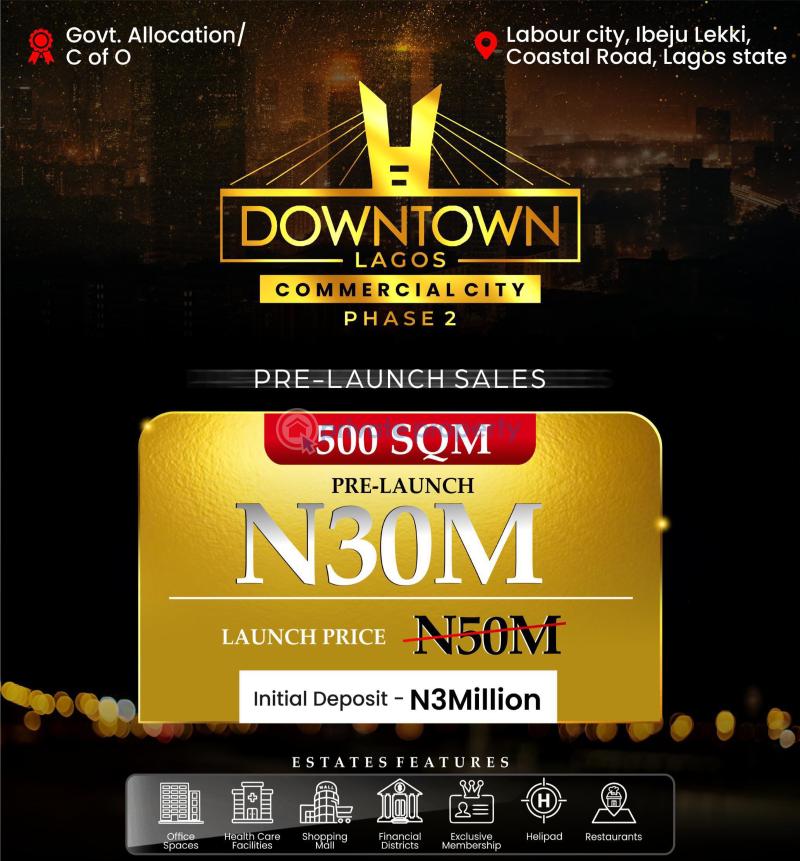 Commercial Land For Sale Downtown Lagos Commercial City Phase2 Along Lekki Coastal Road Orimedu Eleko Ibeju-Lekki Lagos - 1
